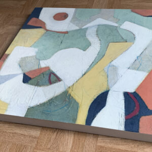 Abstract 7087 acryl op papier kleur groot gekleefd op een houten frame